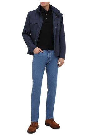 Мужское поло из хлопка и шелка ERMENEGILDO ZEGNA черного цвета по цене 36900 руб., арт. UW399/850 | Фото 2 Мужское поло из хлопка и шелка ERMENEGILDO ZEGNA черного цвета, арт. UW399/850 | Фото 2