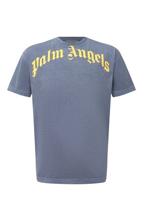 Мужская хлопковая футболка PALM ANGELS темно-синего цвета по цене 25500 руб., арт. PMAA001R21JER0084618 | Фото 1 Мужская хлопковая футболка PALM ANGELS темно-синего цвета, арт. PMAA001R21JER0084618 | Фото 1