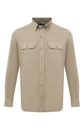 Мужская хлопковая рубашка TOM FORD бежевого цвета по цене 59500 руб., арт. 9FT649/94UDAN | Фото 1 Мужская хлопковая рубашка TOM FORD бежевого цвета, арт. 9FT649/94UDAN | Фото 1 (Рубашки М: Slim Fit; Воротник: Button down; Стили: Кэжуэл; Рукава: Длинные; Манжеты: На пуговицах; Случай: Повседневный; Принт: Однотонные; Материал внешний: Хлопок; Длина (для топов): Стандартные; Региональные ограничения белый список (Axapta Mercury): RU)