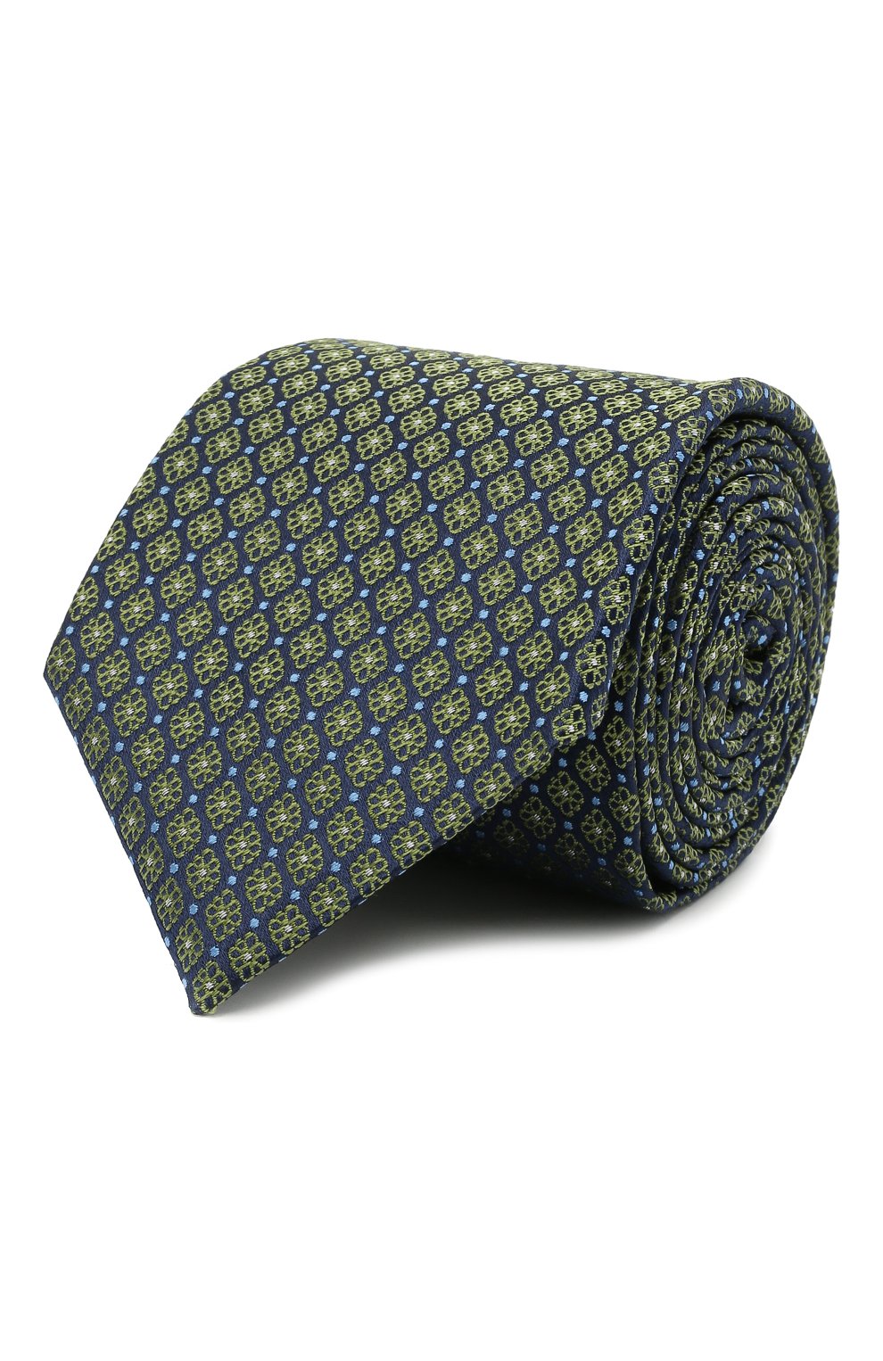 Мужской шелковый галстук CANALI хаки цвета, арт. 18/HJ03076 | Фото 1 (Принт: С принтом; Материал: Текстиль, Шелк)