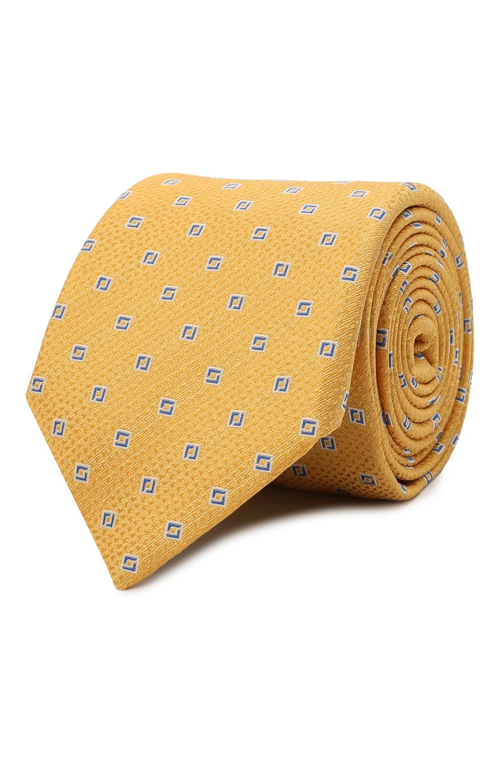Мужской шелковый галстук CANALI желтого цвета, арт. 18/HJ03135 | Фото 1 (Принт: С принтом; Материал: Текстиль, Шелк)