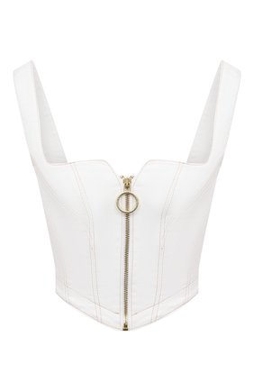 Женский джинсовый топ VERSACE JEANS COUTURE белого цвета по цене 22400 руб., арт. D3HWA67I-WDP257/HRV4N | Фото 1 Женский джинсовый топ VERSACE JEANS COUTURE белого цвета, арт. D3HWA67I-WDP257/HRV4N | Фото 1