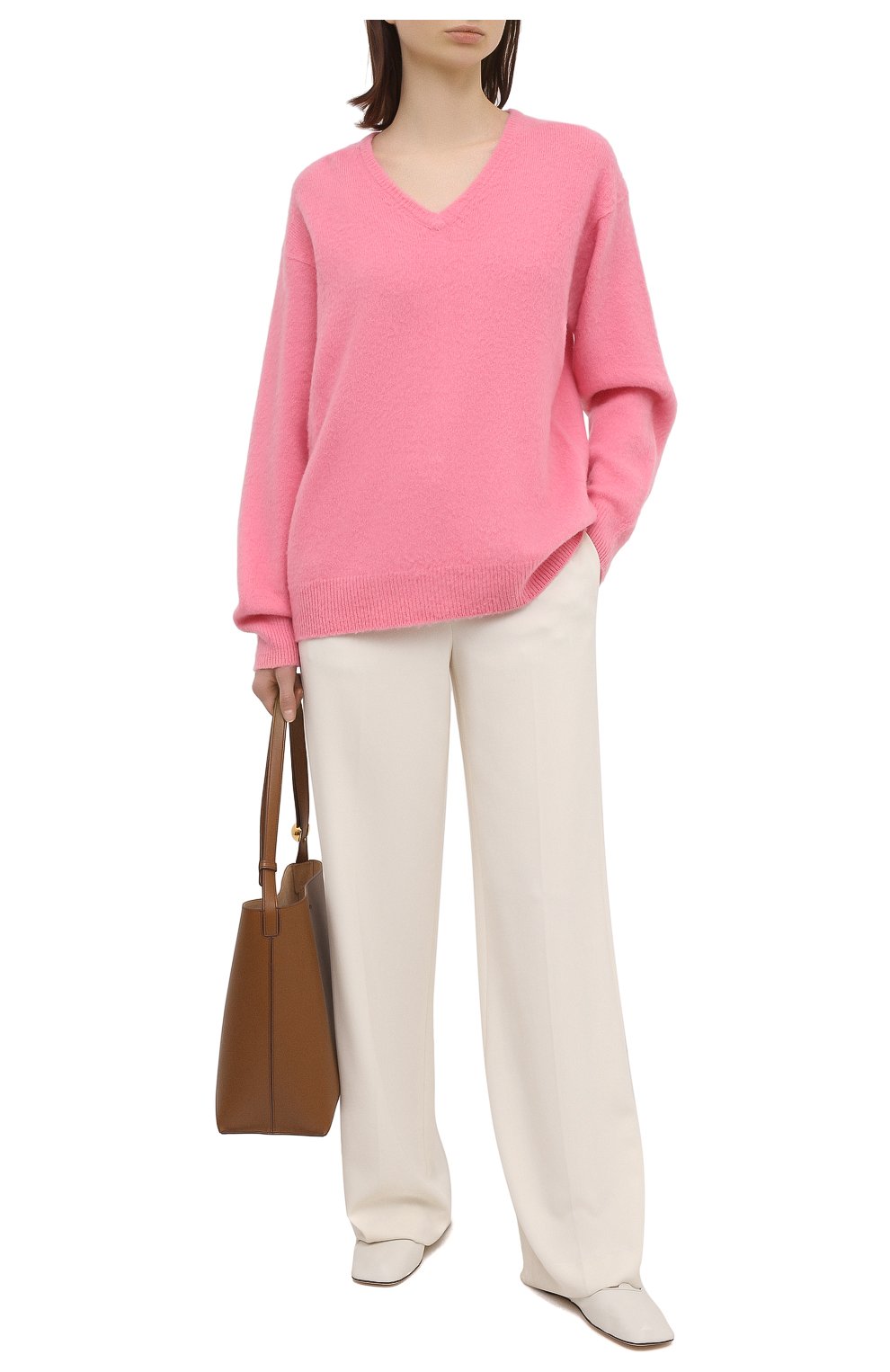 Женский кашемировый пуловер TOM FORD розового цвета, арт. MAK1049-YAX293 | Фото 2 (Материал внешний: Шерсть, Кашемир; Рукава: Длинные; Длина (для топов): Стандартные; Стили: Классический; Женское Кросс-КТ: Пуловер-одежда)
