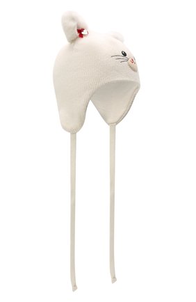 Детского шерстяная шапка CHOBI белого цвета, арт. WH-3000 | Фото 1 (Материал: Вискоза, Шерсть, Текстиль)