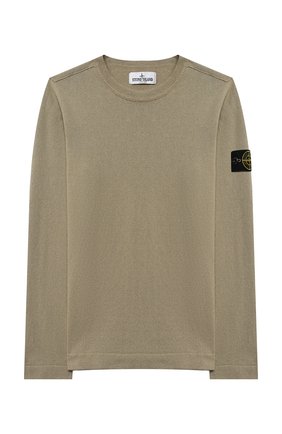 Детский хлопковый пуловер STONE ISLAND хаки цвета по цене 12550 руб., арт. 7416509A2/14 | Фото 1 Детский хлопковый пуловер STONE ISLAND хаки цвета, арт. 7416509A2/14 | Фото 1