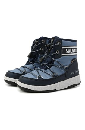 Детские утепленные сапоги MOON BOOT синего цвета по цене 9790 руб., арт. 965-34052500 | Фото 1 Детские утепленные сапоги MOON BOOT синего цвета, арт. 965-34052500 | Фото 1