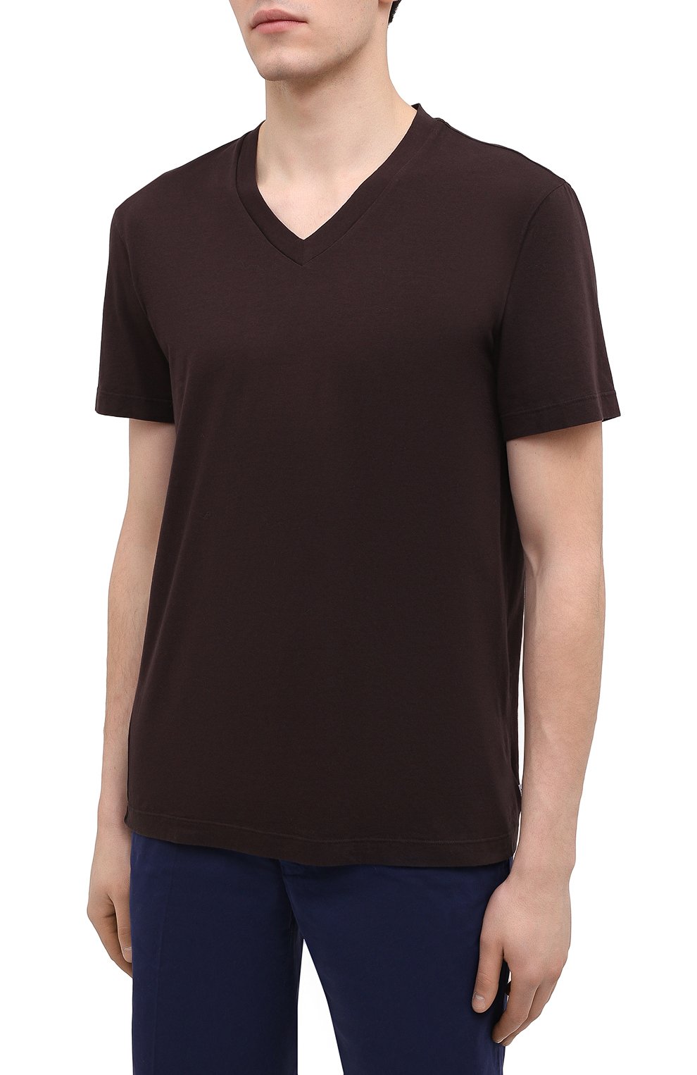 Мужская хлопковая футболка JAMES PERSE темно-коричневого цвета, арт. MLJ3352 | Фото 3 (Принт: Без принта; Рукава: Короткие; Длина (для топов): Стандартные; Материал внешний: Хлопок; Стили: Кэжуэл)