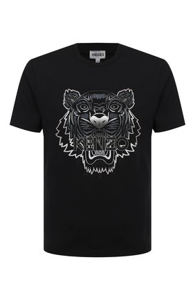 Мужская хлопковая футболка KENZO черно-белого цвета по цене 11850 руб., арт. FB55TS0264YG | Фото 1 Мужская хлопковая футболка KENZO черно-белого цвета, арт. FB55TS0264YG | Фото 1