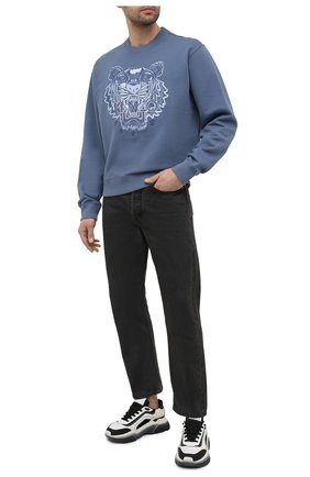 Мужской хлопковый свитшот KENZO голубого цвета по цене 24350 руб., арт. FB55SW1164XG | Фото 2 Мужской хлопковый свитшот KENZO голубого цвета, арт. FB55SW1164XG | Фото 2
