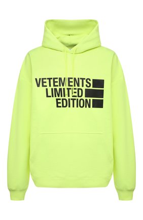 Мужской хлопковое худи VETEMENTS светло-зеленого цвета по цене 75150 руб., арт. UE51TR820Y 1604/M | Фото 1 Мужской хлопковое худи VETEMENTS светло-зеленого цвета, арт. UE51TR820Y 1604/M | Фото 1