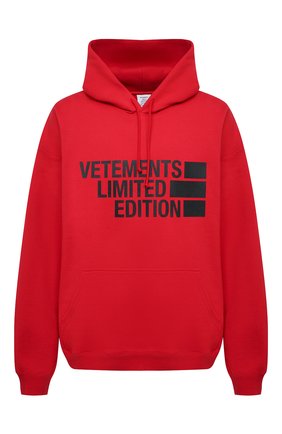 Мужской хлопковое худи VETEMENTS красного цвета по цене 75150 руб., арт. UE51TR820R 1604/M | Фото 1 Мужской хлопковое худи VETEMENTS красного цвета, арт. UE51TR820R 1604/M | Фото 1