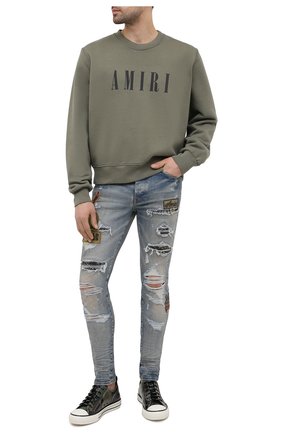 Мужской хлопковый свитшот AMIRI хаки цвета по цене 69100 руб., арт. MJLC001-301 | Фото 2 Мужской хлопковый свитшот AMIRI хаки цвета, арт. MJLC001-301 | Фото 2