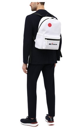 Мужской текстильный рюкзак KITON белого цвета, арт. UBFITKN00820 | Фото 2 (Материал: Текстиль; Ремень/цепочка: На ремешке; Размер: large)