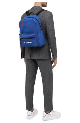 Мужской текстильный рюкзак KITON синего цвета, арт. UBFITKN00820 | Фото 2 (Материал: Текстиль; Ремень/цепочка: На ремешке; Размер: large)