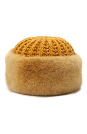 Женская шапка агнет из меха норки FURLAND желтого цвета по цене 35200 руб., арт. 0220210010039600026 | Фото 1 Женская шапка агнет из меха норки FURLAND желтого цвета, арт. 0220210010039600026 | Фото 1