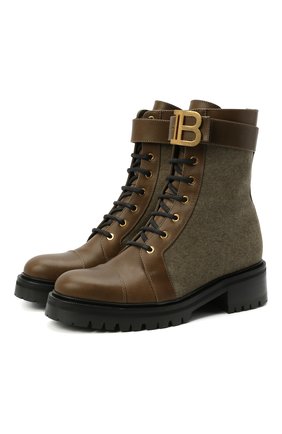 Женские комбинированные ботинки BALMAIN хаки цвета по цене 86200 руб., арт. VN1C561/TMCV | Фото 1 Женские комбинированные ботинки BALMAIN хаки цвета, арт. VN1C561/TMCV | Фото 1 (Подошва: Платформа; Женское Кросс-КТ: Военные ботинки; Материал внешний: Текстиль, Кожа; Материал внутренний: Натуральная кожа; Каблук высота: Низкий)