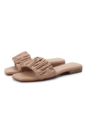 Женские кожаные шлепанцы SANTONI бежевого цвета по цене 37100 руб., арт. WHYT59288HI1TPPTP29 | Фото 1 Женские кожаные шлепанцы SANTONI бежевого цвета, арт. WHYT59288HI1TPPTP29 | Фото 1