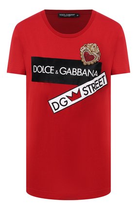 Женская хлопковая футболка DOLCE & GABBANA красного цвета по цене 75250 руб., арт. F8L61Z/G7WWC | Фото 1 Женская хлопковая футболка DOLCE & GABBANA красного цвета, арт. F8L61Z/G7WWC | Фото 1