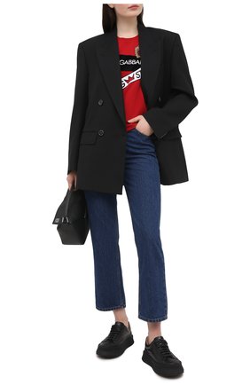 Женская хлопковая футболка DOLCE & GABBANA красного цвета по цене 75250 руб., арт. F8L61Z/G7WWC | Фото 2 Женская хлопковая футболка DOLCE & GABBANA красного цвета, арт. F8L61Z/G7WWC | Фото 2