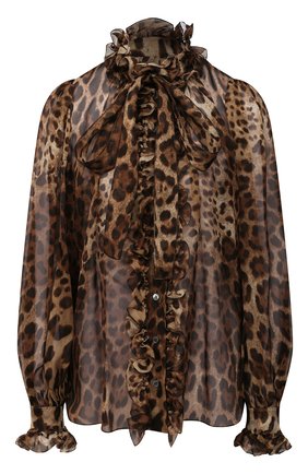 Женская шелковая блузка DOLCE & GABBANA коричневого цвета по цене 89950 руб., арт. F5J60T/FS1AR | Фото 1 Женская шелковая блузка DOLCE & GABBANA коричневого цвета, арт. F5J60T/FS1AR | Фото 1