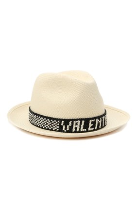 Женская соломенная шляпа valentino x borsalino VALENTINO черно-белого цвета, арт. VW2HAA57/WDI | Фото 1 (Материал: Растительное волокно; Региональные ограничения белый список (Axapta Mercury): RU)