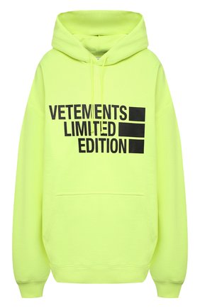 Женский хлопковое худи VETEMENTS желтого цвета по цене 72050 руб., арт. UE51TR820Y 1604/W | Фото 1 Женский хлопковое худи VETEMENTS желтого цвета, арт. UE51TR820Y 1604/W | Фото 1