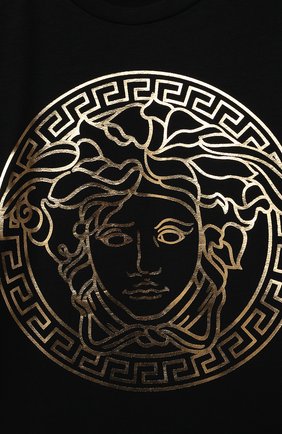 Детский хлопковая футболка VERSACE черного цвета по цене 14950 руб., арт. 1000102/1A00229 | Фото 3 Детский хлопковая футболка VERSACE черного цвета, арт. 1000102/1A00229 | Фото 3 (Рукава: Короткие; Региональные ограничения белый список (Axapta Mercury): RU; Материал внешний: Хлопок; Ростовка одежда: 12 мес | 80 см, 18 мес | 86 см, 24 мес | 92 см, 36 мес | 98 см)