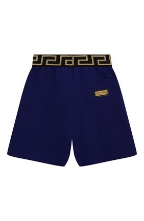 Детские хлопковые шорты VERSACE синего цвета по цене 14100 руб., арт. 1000124/1A00014/4A-6A | Фото 2 Детские хлопковые шорты VERSACE синего цвета, арт. 1000124/1A00014/4A-6A | Фото 2