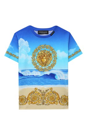 Детская хлопковая футболка VERSACE разноцветного цвета по цене 16350 руб., арт. 1000129/1A00192/4A-6A | Фото 1 Детская хлопковая футболка VERSACE разноцветного цвета, арт. 1000129/1A00192/4A-6A | Фото 1
