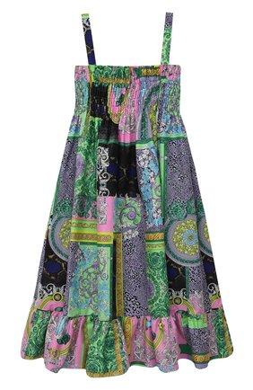 Детское хлопковый сарафан VERSACE разноцветного цвета по цене 36300 руб., арт. 1000186/1A00297/8A-14A | Фото 2 Детское хлопковый сарафан VERSACE разноцветного цвета, арт. 1000186/1A00297/8A-14A | Фото 2