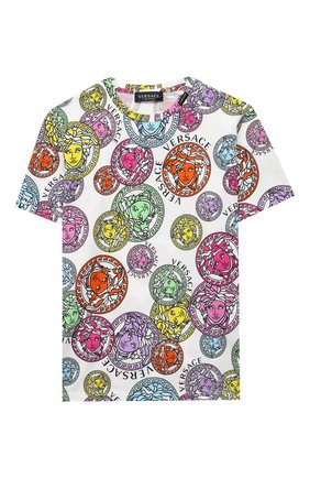 Детская хлопковая футболка VERSACE разноцветного цвета по цене 12900 руб., арт. 1000239/1A00285/4A-6A | Фото 1 Детская хлопковая футболка VERSACE разноцветного цвета, арт. 1000239/1A00285/4A-6A | Фото 1