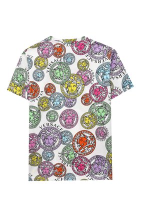 Детская хлопковая футболка VERSACE разноцветного цвета по цене 12900 руб., арт. 1000239/1A00285/4A-6A | Фото 2 Детская хлопковая футболка VERSACE разноцветного цвета, арт. 1000239/1A00285/4A-6A | Фото 2