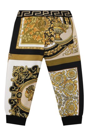 Детские хлопковые джоггеры VERSACE золотого цвета по цене 19250 руб., арт. 1000336/1A00265 | Фото 2 Детские хлопковые джоггеры VERSACE золотого цвета, арт. 1000336/1A00265 | Фото 2