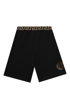 Детские хлопковые шорты VERSACE черного цвета по цене 13300 руб., арт. 1000346/1A00229/4A-6A | Фото 1 Детские хлопковые шорты VERSACE черного цвета, арт. 1000346/1A00229/4A-6A | Фото 1