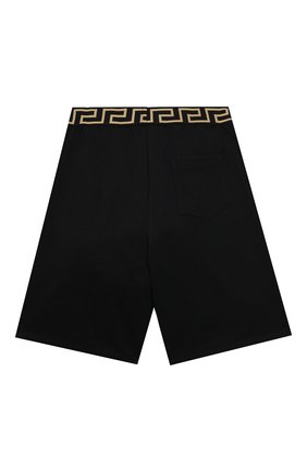Детские хлопковые шорты VERSACE черного цвета по цене 13300 руб., арт. 1000346/1A00229/4A-6A | Фото 2 Детские хлопковые шорты VERSACE черного цвета, арт. 1000346/1A00229/4A-6A | Фото 2