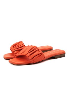 Женские кожаные шлепанцы SANTONI оранжевого цвета по цене 37100 руб., арт. WHYT59288HI1TPPTA52 | Фото 1 Женские кожаные шлепанцы SANTONI оранжевого цвета, арт. WHYT59288HI1TPPTA52 | Фото 1