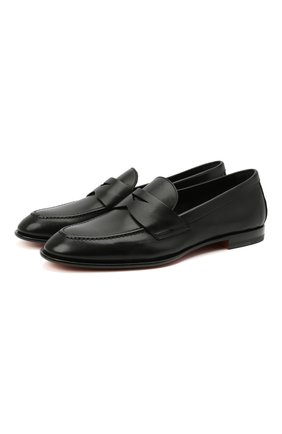 Женские кожаные лоферы SANTONI черного цвета по цене 47950 руб., арт. WUSF57616HAFSLGAN01 | Фото 1 Женские кожаные лоферы SANTONI черного цвета, арт. WUSF57616HAFSLGAN01 | Фото 1