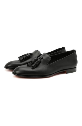 Женские кожаные лоферы SANTONI черного цвета по цене 45050 руб., арт. WUSF58593HAFSLGAN01 | Фото 1 Женские кожаные лоферы SANTONI черного цвета, арт. WUSF58593HAFSLGAN01 | Фото 1