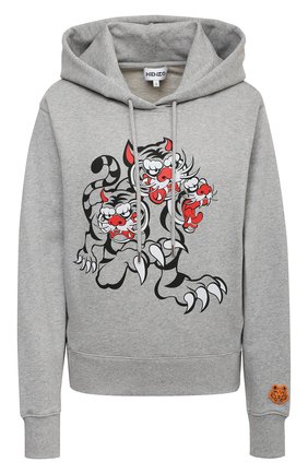 Женский хлопковое худи KENZO серого цвета по цене 29750 руб., арт. FB52SW8744ML | Фото 1 Женский хлопковое худи KENZO серого цвета, арт. FB52SW8744ML | Фото 1 (Материал внешний: Хлопок; Стили: Спорт-шик; Длина (для топов): Стандартные; Женское Кросс-КТ: Худи-одежда; Рукава: Длинные)