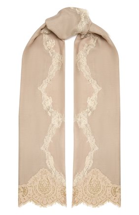 Женская шерстяная шаль VINTAGE SHADES светло-бежевого цвета, арт. 14038B | Фото 1 (Материал: Шерсть, Текстиль)