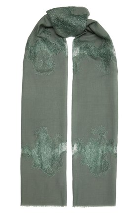 Женская шерстяная шаль VINTAGE SHADES зеленого цвета, арт. 4286 | Фото 1 (Материал: Шерсть, Текстиль)