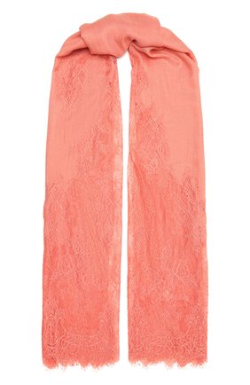 Женская шаль из шелка и шерсти VINTAGE SHADES кораллового цвета, арт. 6803D | Фото 1 (Материал: Текстиль, Шерсть, Шелк)