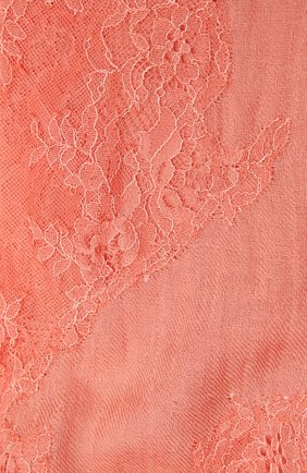 Женская шаль из шелка и шерсти VINTAGE SHADES кораллового цвета, арт. 6803D | Фото 2 (Материал: Текстиль, Шерсть, Шелк)
