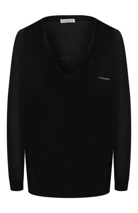 Женский льняной пуловер BRUNELLO CUCINELLI черного цвета по цене 88150 руб., арт. M1T170012 | Фото 1 Женский льняной пуловер BRUNELLO CUCINELLI черного цвета, арт. M1T170012 | Фото 1