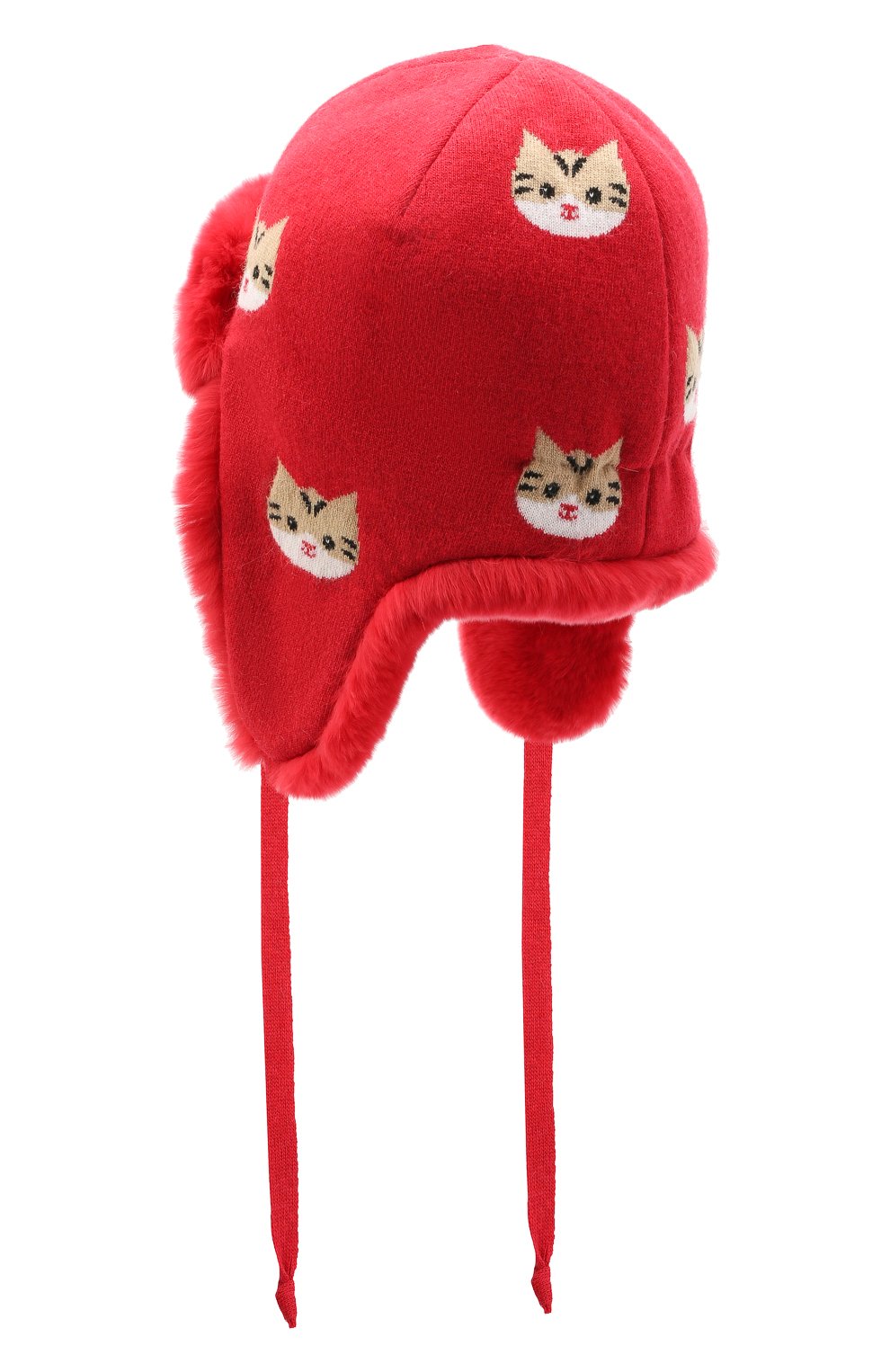 Детского шапка-ушанка CHOBI красного цвета, арт. WH-3020 | Фото 2 (Материал: Текстиль, Шерсть, Вискоза)