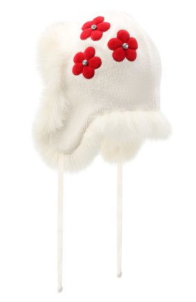 Детского шапка-ушанка CHOBI белого цвета, арт. WH-3075 | Фото 2 (Материал: Шерсть, Вискоза, Текстиль)