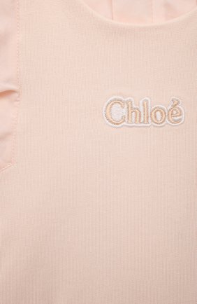 Детский хлопковый комбинезон CHLOÉ розового цвета по цене 14150 руб., арт. C04181 | Фото 3 Детский хлопковый комбинезон CHLOÉ розового цвета, арт. C04181 | Фото 3
