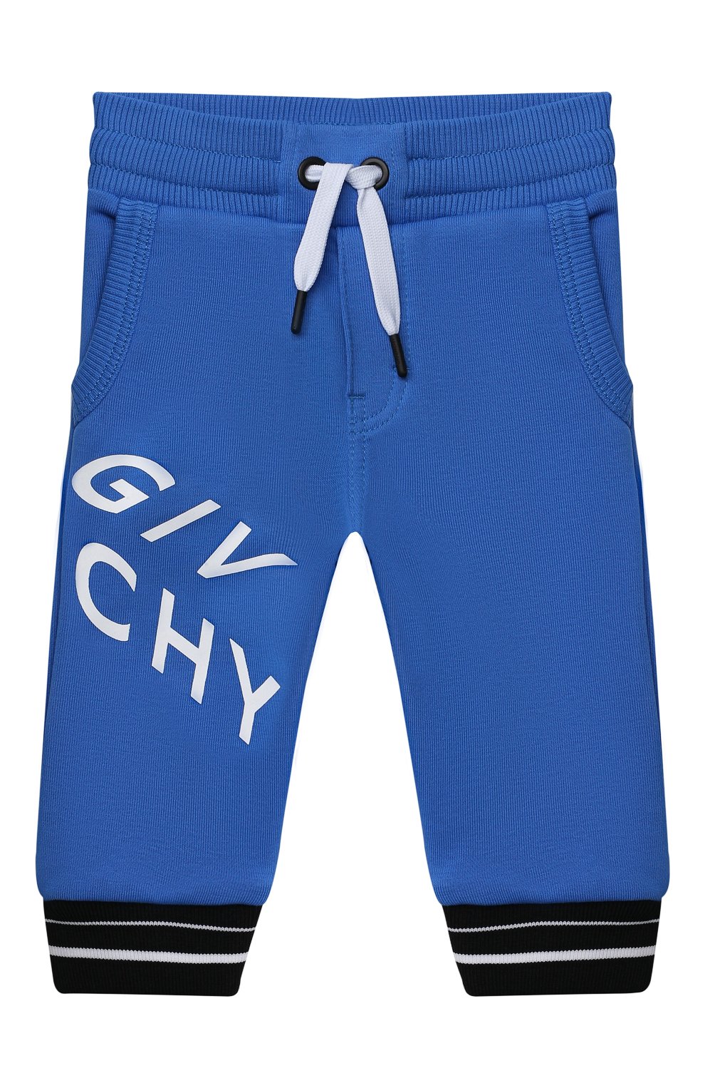 Детские хлопковые джоггеры GIVENCHY синего цвета, арт. H04095 | Фото 1