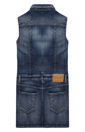 Детское джинсовый сарафан DSQUARED2 синего цвета по цене 28600 руб., арт. DQ0091-D005F | Фото 2 Детское джинсовый сарафан DSQUARED2 синего цвета, арт. DQ0091-D005F | Фото 2 (Материал внешний: Хлопок; Рукава: Короткие; Девочки Кросс-КТ: Сарафан-одежда; Ростовка одежда: 10 - 11 лет | 140 - 146см, 12 лет | 152 см, 13 - 15 лет | 158 см, 6 лет | 116 см, 8 лет | 128 см)