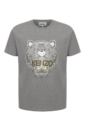 Мужская хлопковая футболка KENZO серого цвета по цене 9255 руб., арт. FB55TS0204YA | Фото 1 Мужская хлопковая футболка KENZO серого цвета, арт. FB55TS0204YA | Фото 1